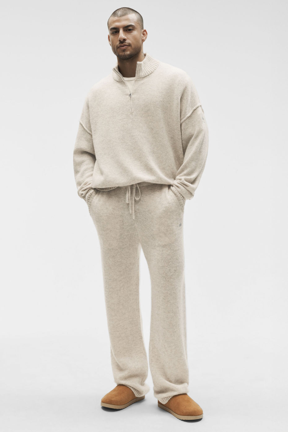 Alo Yoga Wool Cashmere New Class 1/4 Zip Pullover - Oatmeal Heather