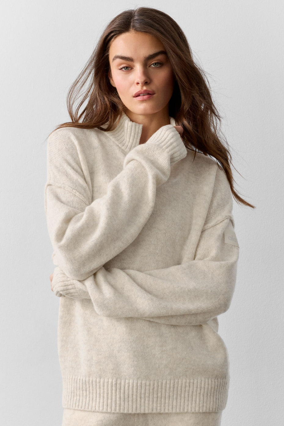 Alo Yoga Wool Cashmere New Class 1/4 Zip Pullover - Oatmeal Heather