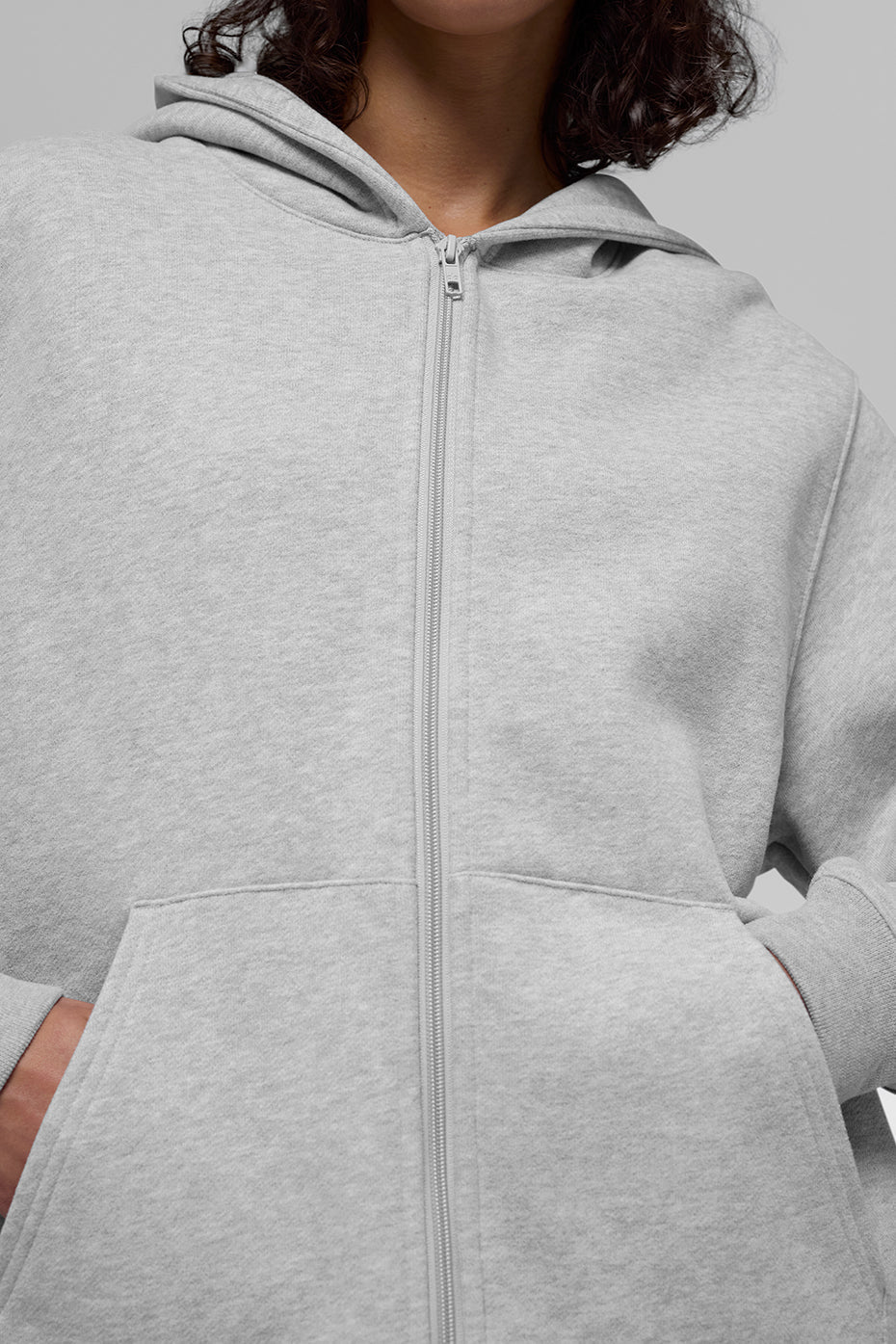 Alo Yoga Renown Heavy Weight Full Zip Hoodie - Athletic Heather Grey