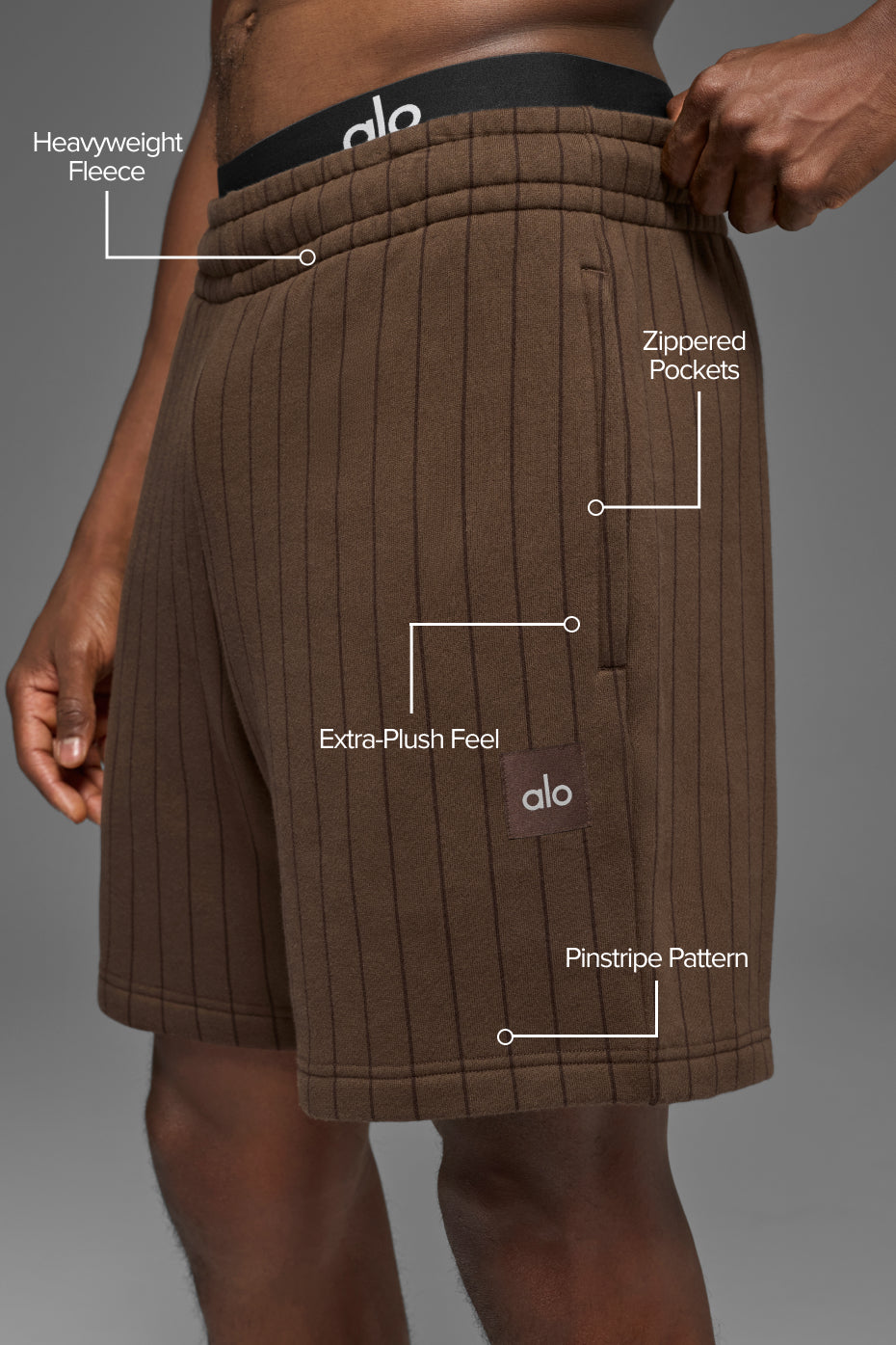 Alo Yoga 7" Pinstripe Short - Espresso Pinstripe