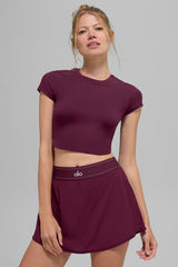 Alo Yoga Alosoft Crop Finesse Short Sleeve - Burgundy
