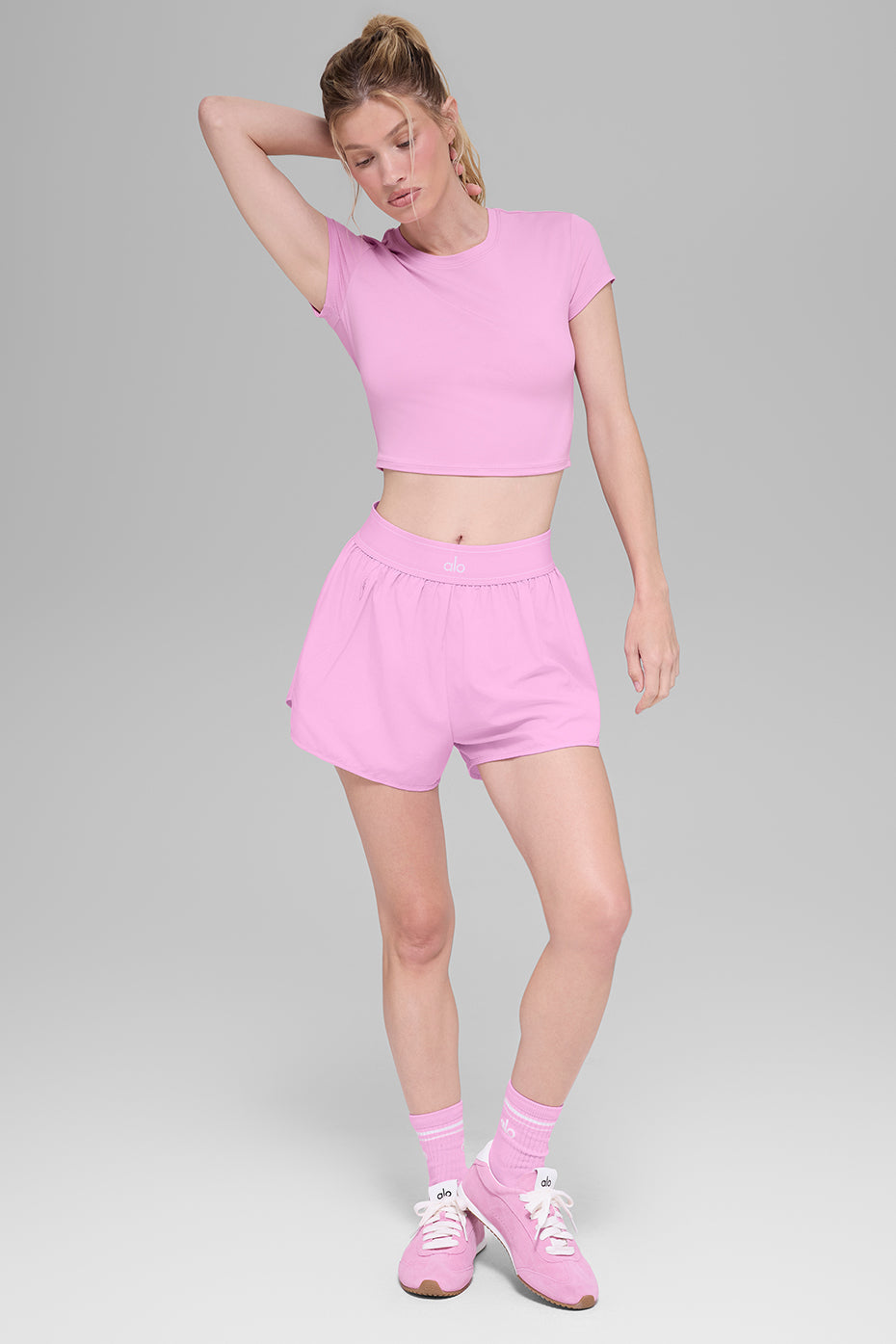 Alo Yoga Alosoft Crop Finesse Short Sleeve - Candy Heart Pink
