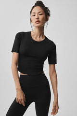 Alo Yoga ALO Softsculpt Precision Half Sleeve Tee - Black
