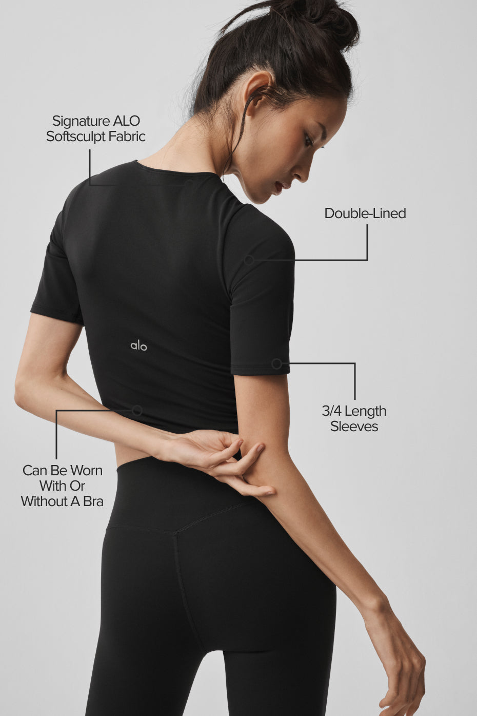 Alo Yoga ALO Softsculpt Precision Half Sleeve Tee - Black