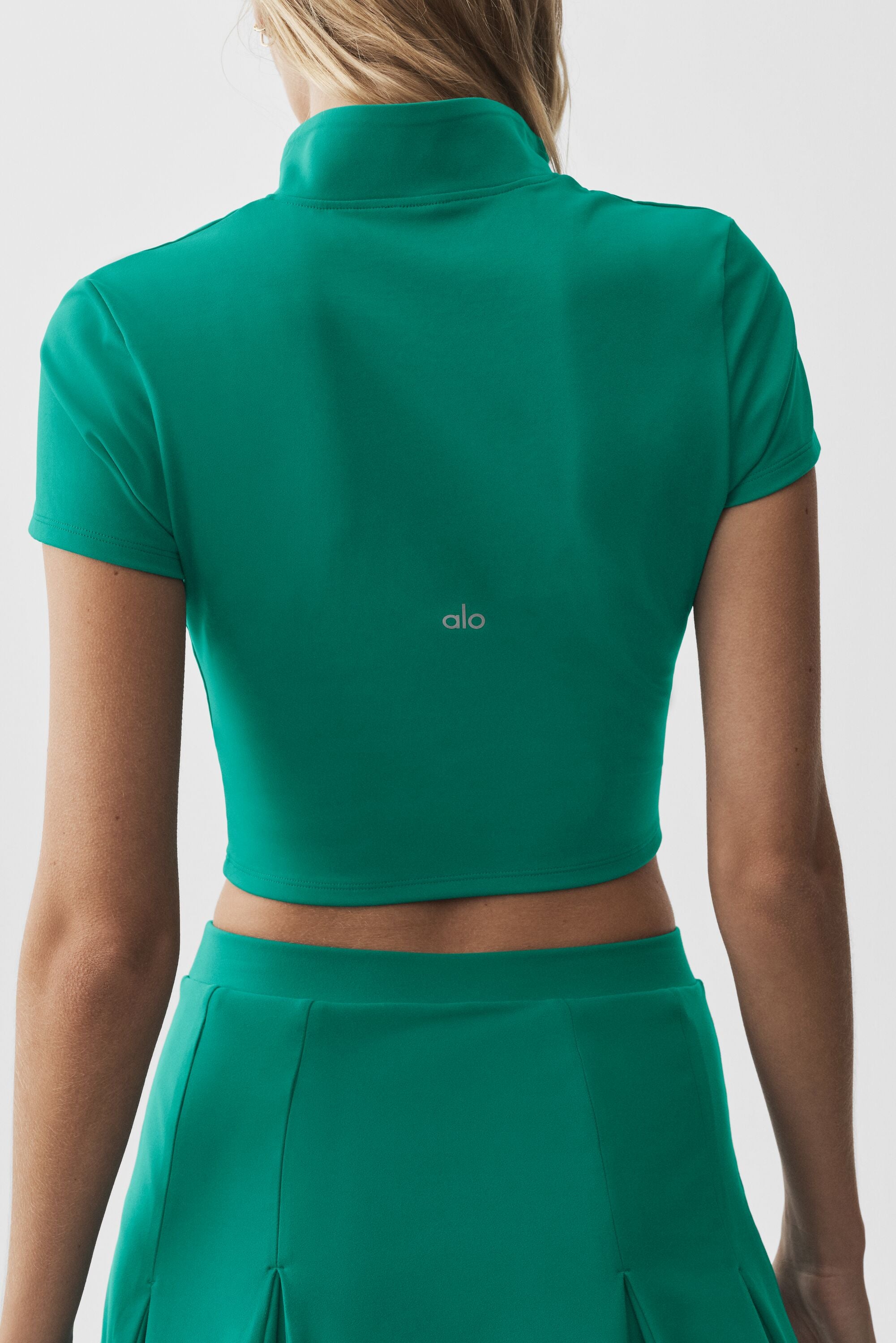 Alo Yoga ALO Softsculpt Full Zip Short Sleeve - Emerald Isle