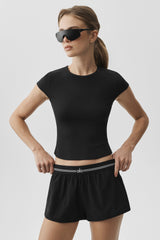 Alo Yoga Ribbed Modal Cap Sleeve Top - Black