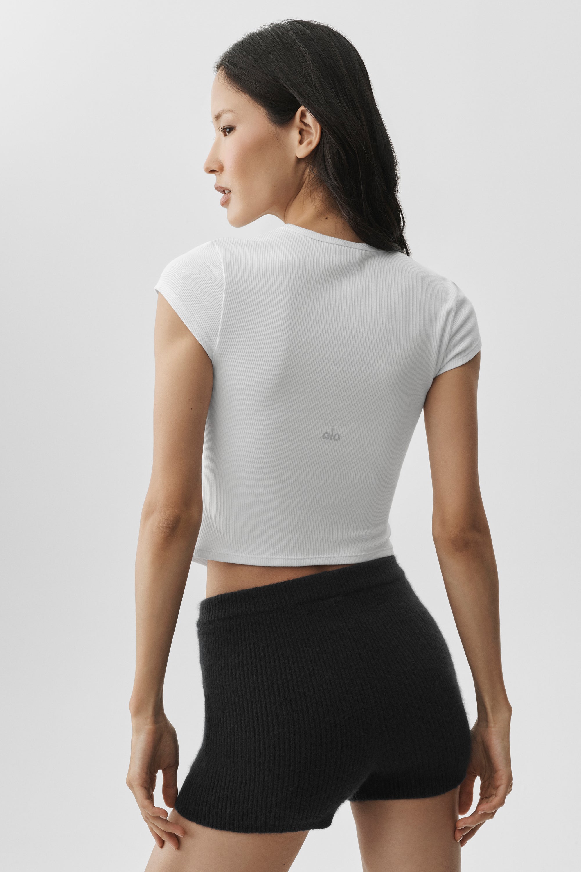Alo Yoga Ribbed Modal Cap Sleeve Top - White