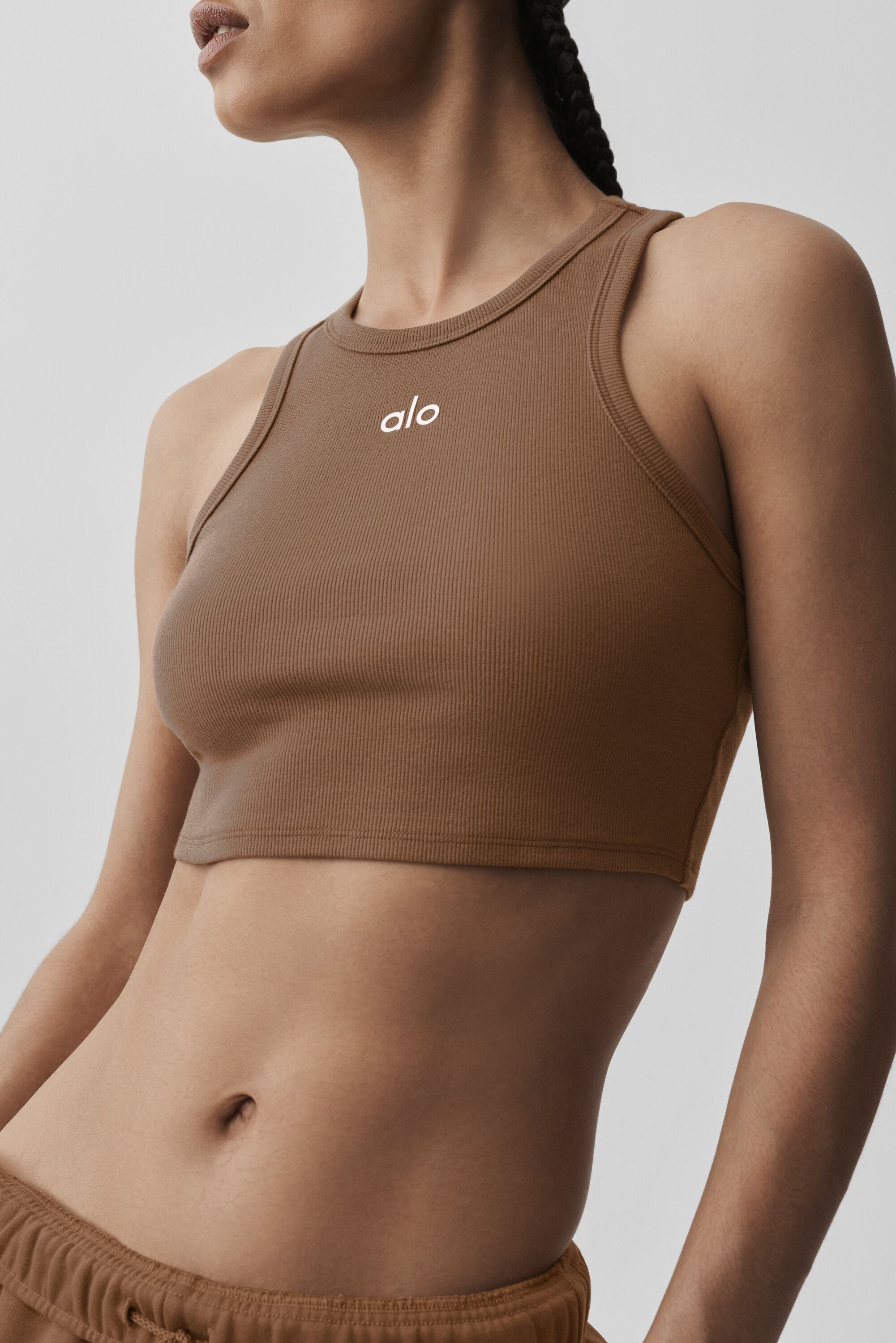 Alo Yoga Aspire Tank - Sun Kissed Brown/White