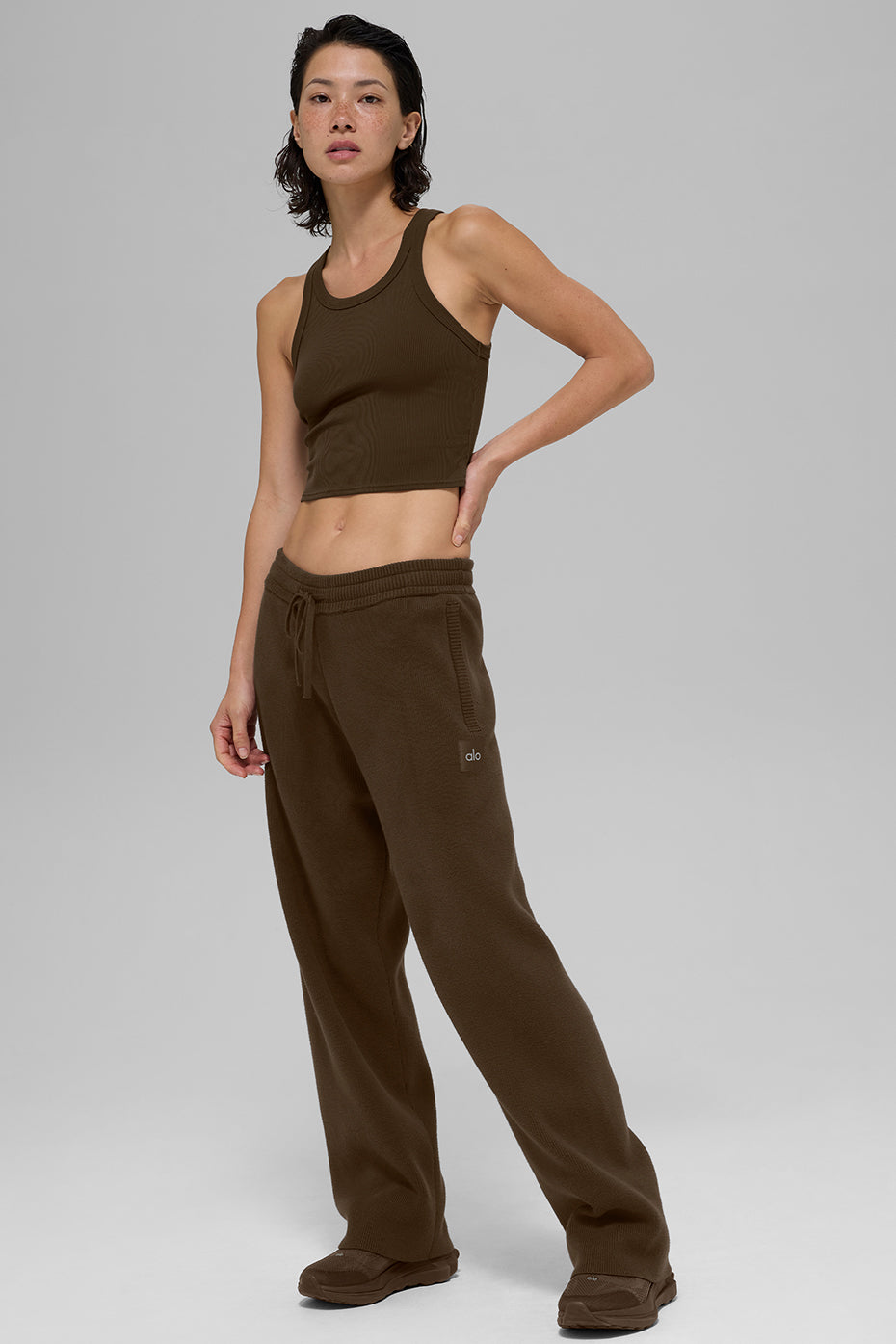 Alo Yoga Goddess Ribbed Go-To Tank - Espresso