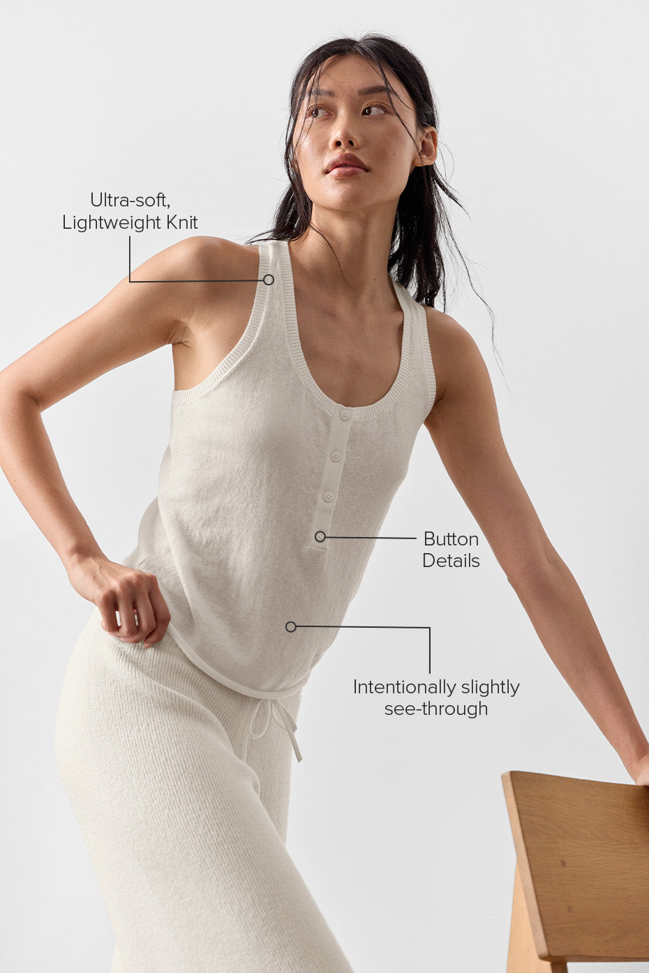 Alo Yoga Supernatural Sweater Henley Tank - Ivory