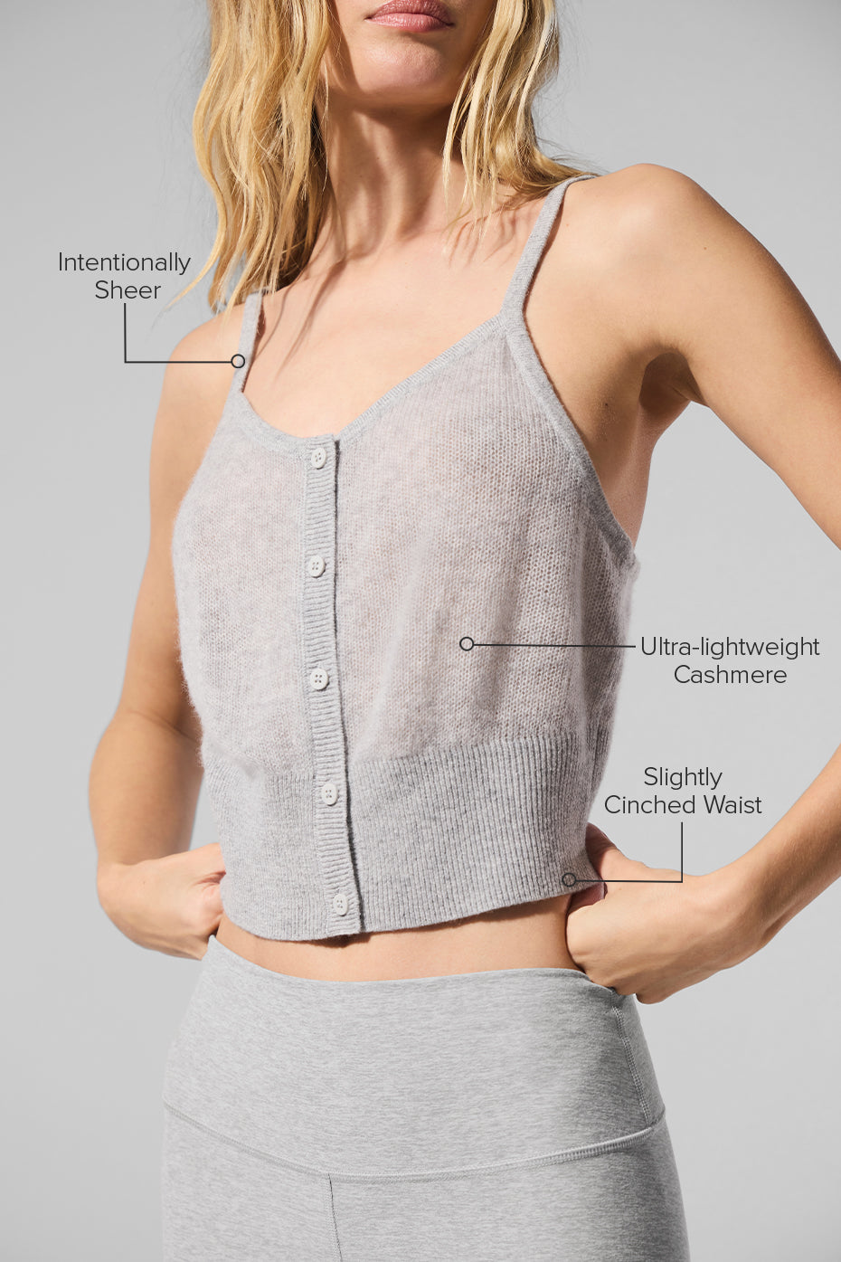 Alo Yoga Sheer Cashmere Tank - Athletic Heather Grey