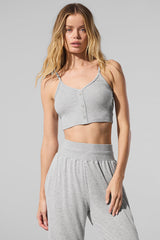 Alo Yoga Ribbed Delicate Lounge Tank - Athletic Heather Grey