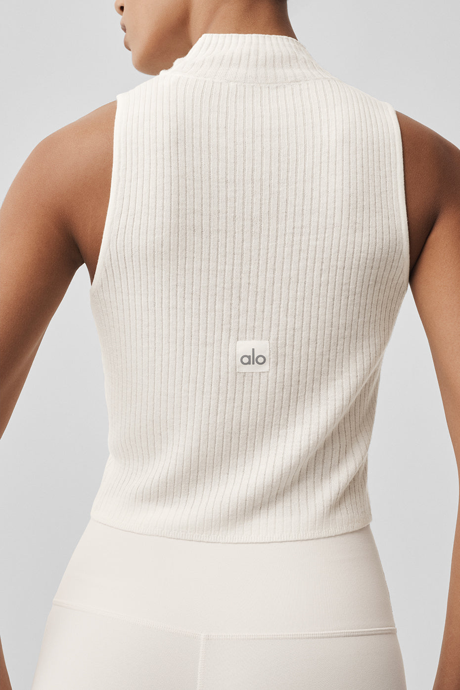 Alo Yoga Sweater Knit Unwind Sleeveless Top - Ivory