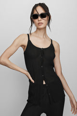 Alo Yoga Sweater Sunlit Button Down Tank - Black