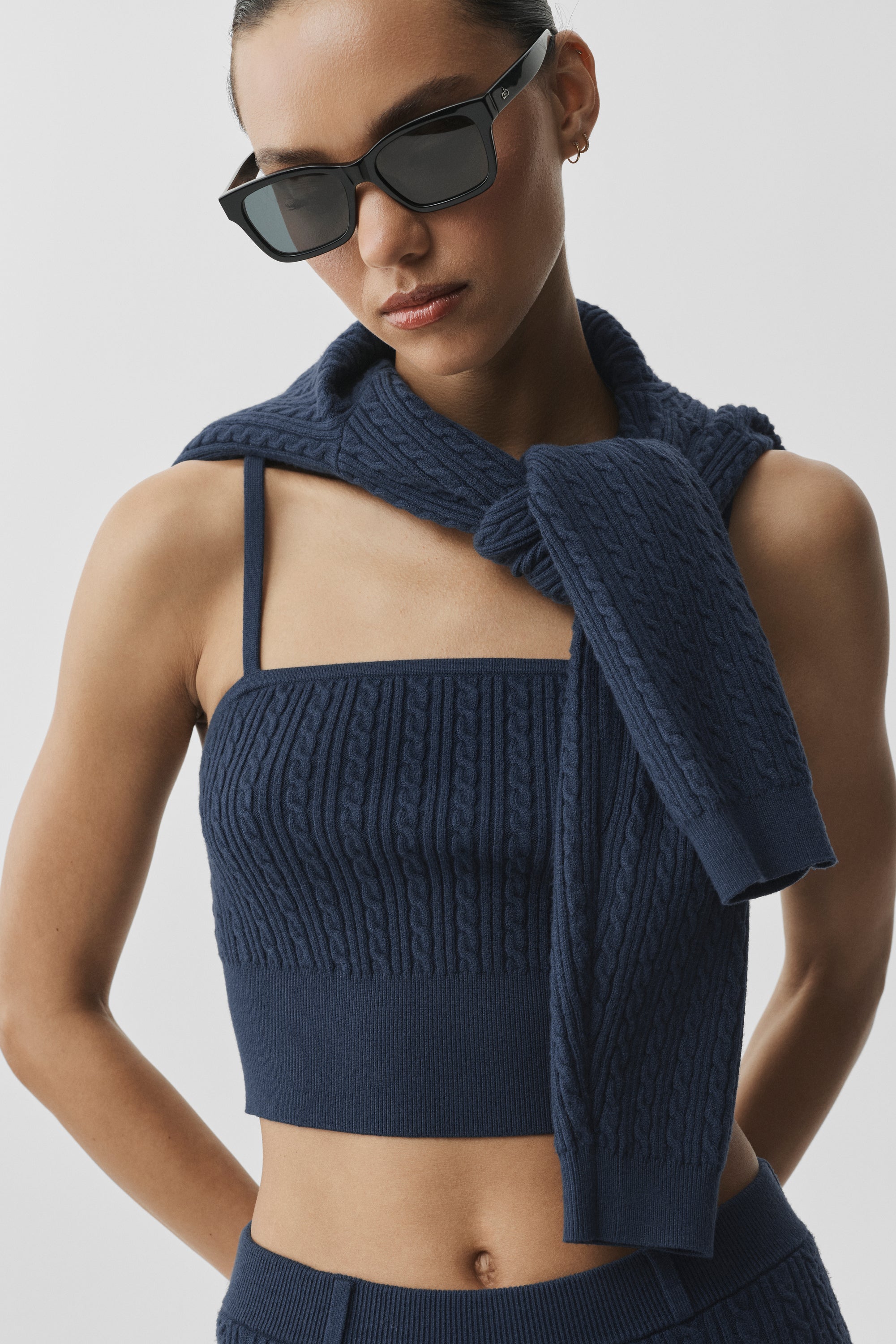 Alo Yoga Mini Cable Sweater Tank - Navy