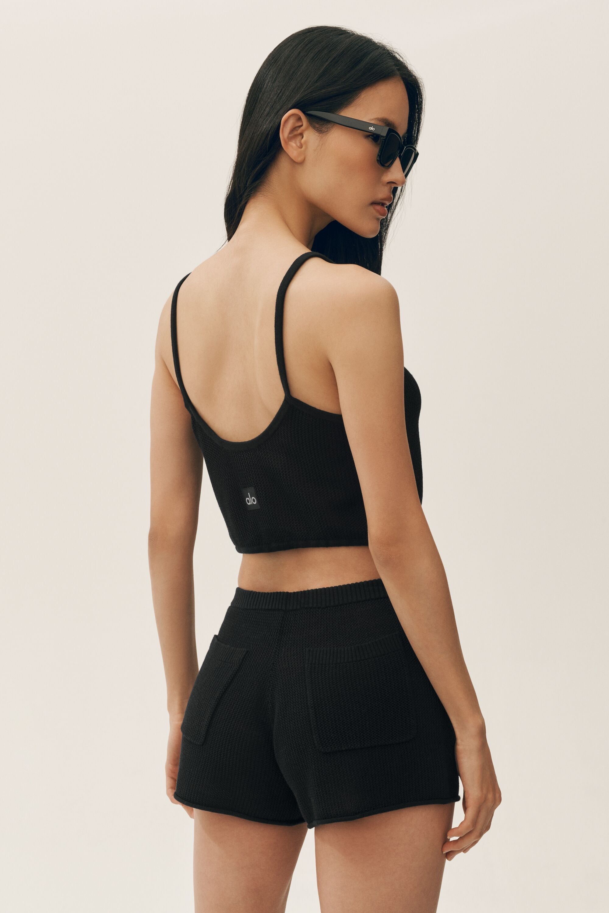 Alo Yoga Silk Cashmere Cropped Heat Wave Tank - Black