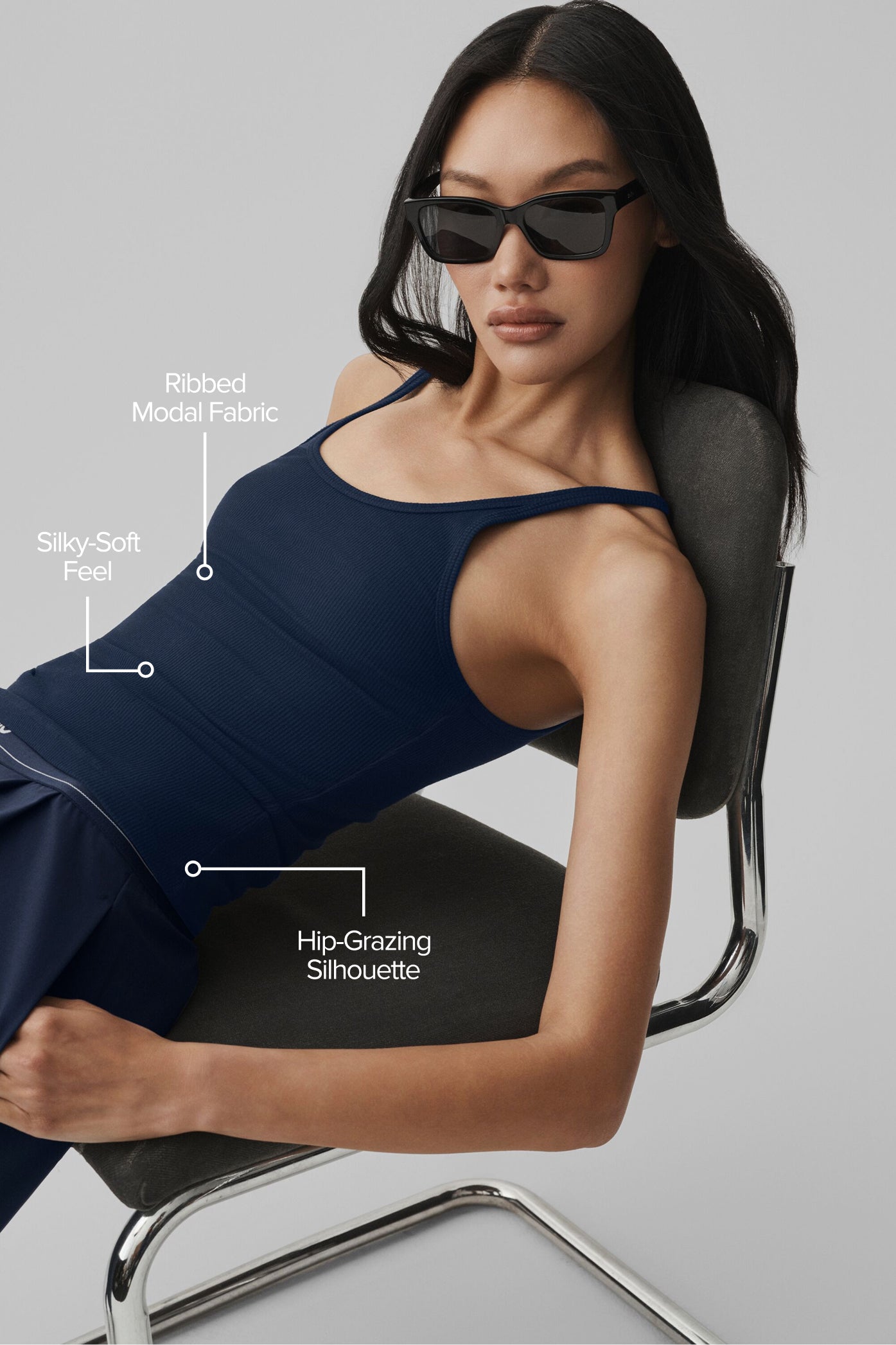 Alo Yoga Ribbed Adore Tank - Navy