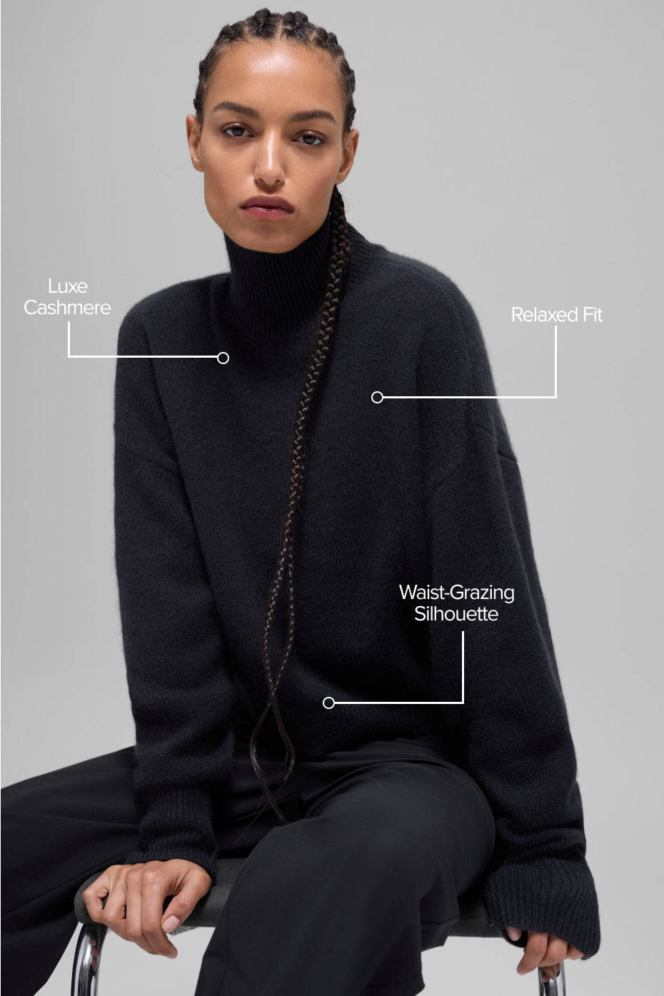 Alo Yoga Wool Cashmere Cropped New Class Turtleneck Sweater - Black