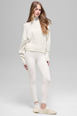 Alo Yoga Wool Cashmere Cropped New Class Turtleneck Sweater - Ivory