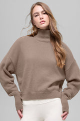 Alo Yoga Wool Cashmere Cropped New Class Turtleneck Sweater - Chai Latte