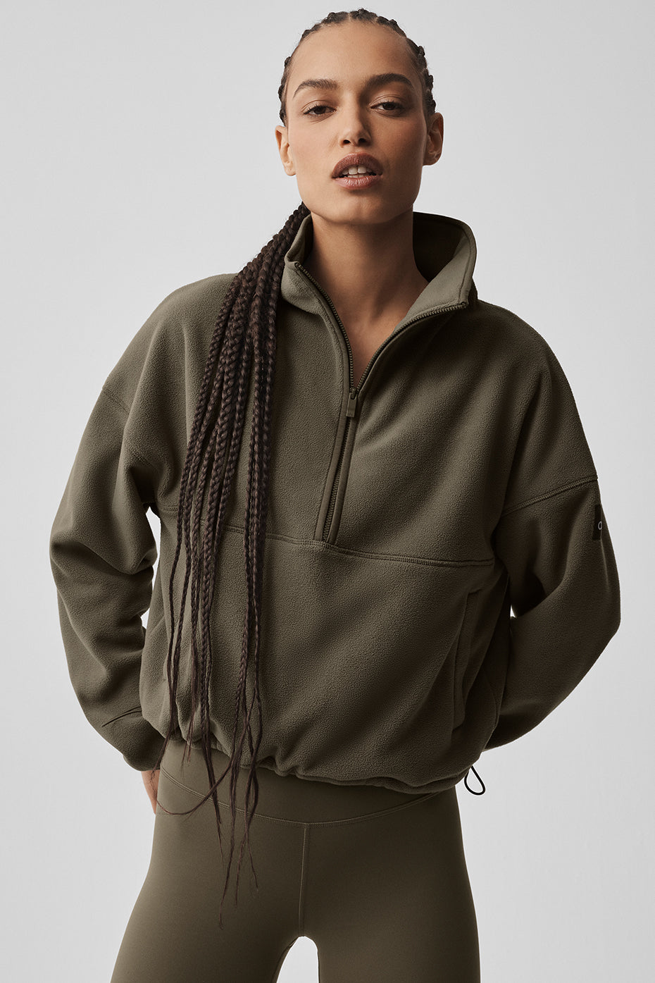 Alo Yoga Polar Fleece Retreat Cover Up - Olive Tree