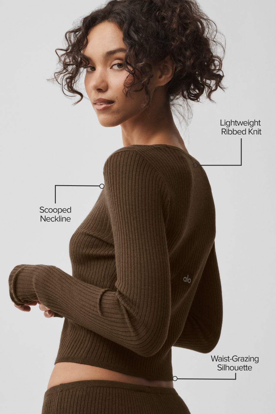 Alo Yoga Sweater Knit Unwind Long Sleeve - Espresso
