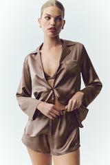Alo Yoga Silk Luminous Button Up - Alpine Cocoa