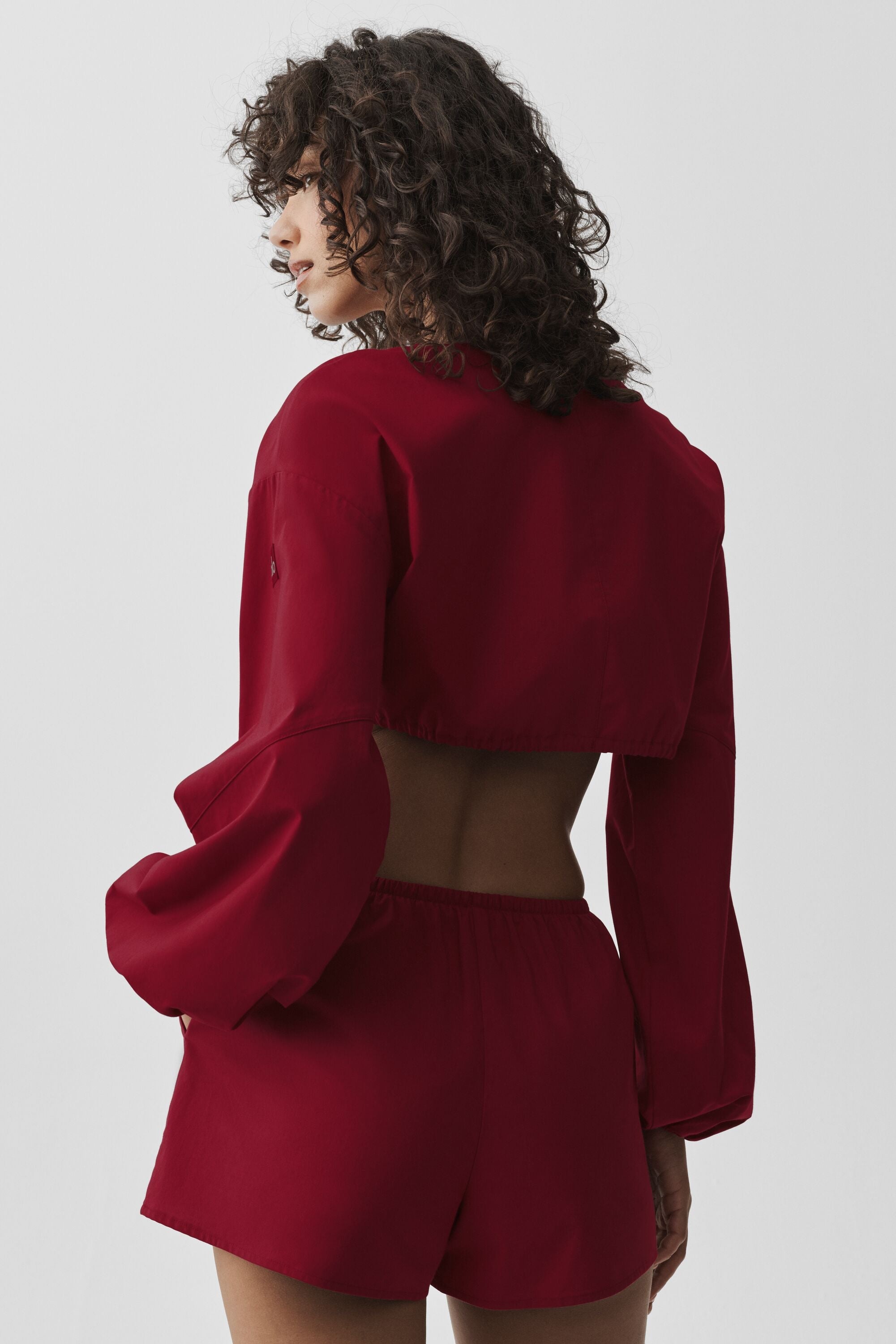 Alo Yoga Cotton Cropped Real Deal Long Sleeve - Summer Romance Red