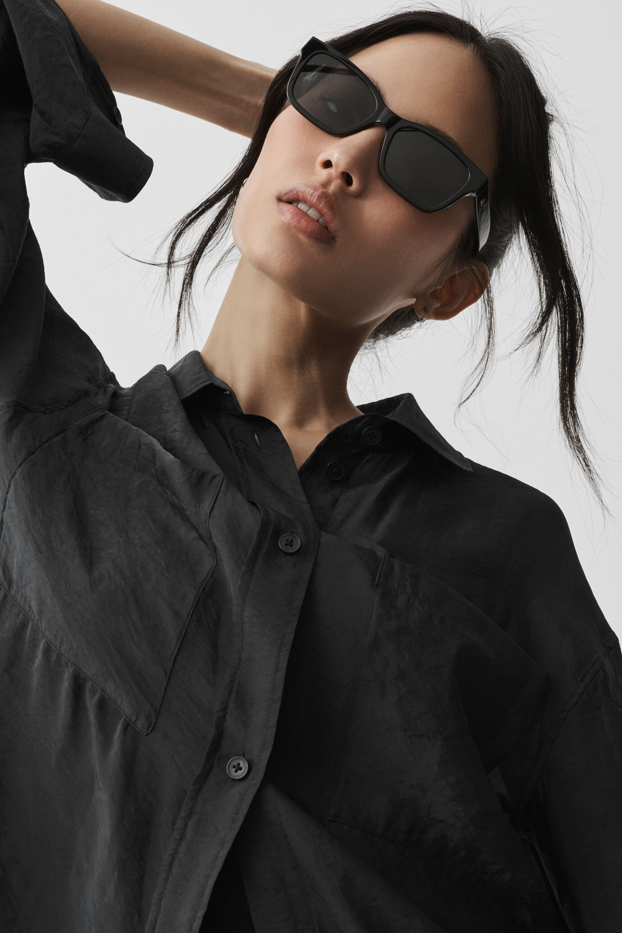 Alo Yoga Semi-Sheer Golden Hour Button Down Long Sleeve - Black