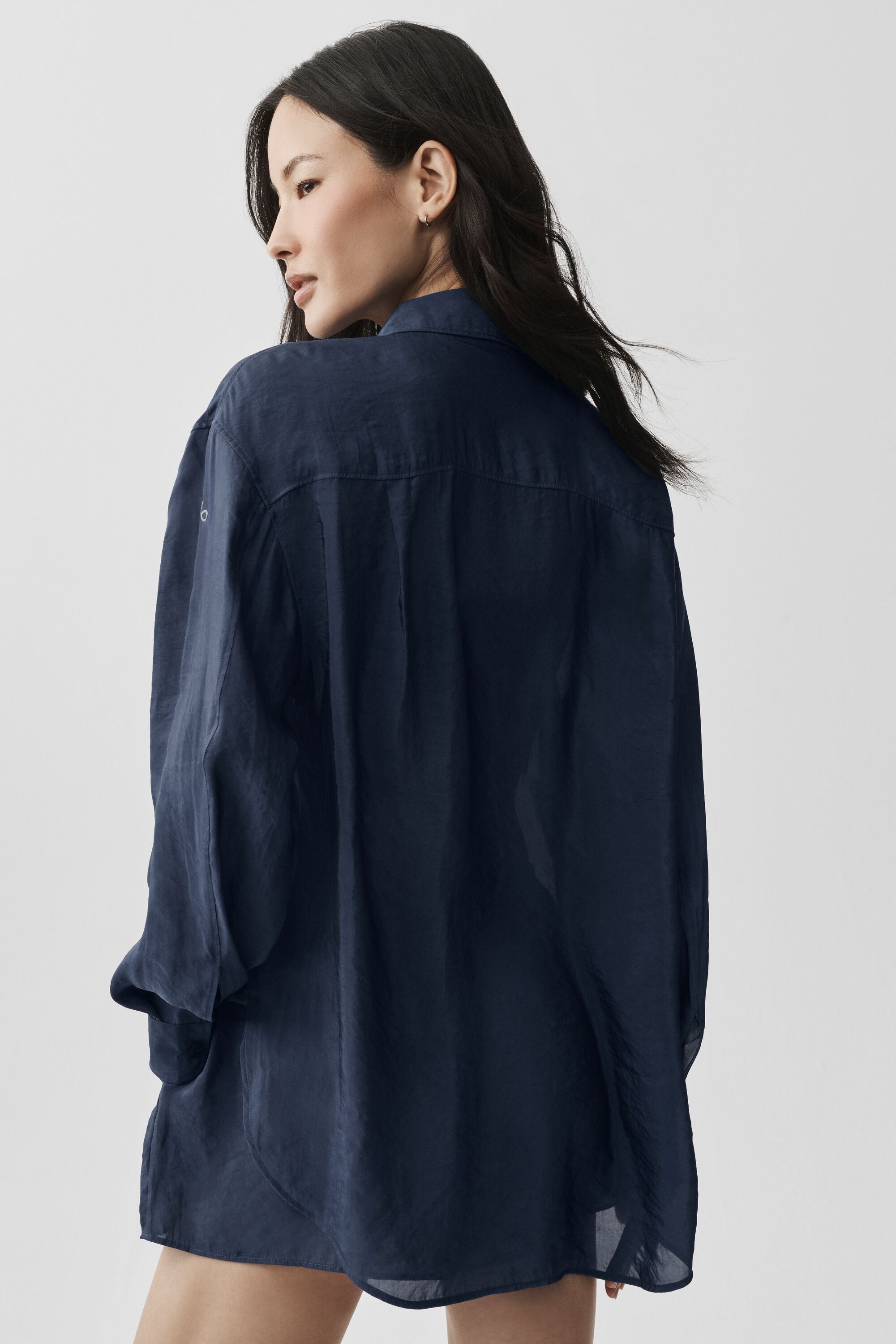 Alo Yoga Semi-Sheer Golden Hour Button Down Long Sleeve - Navy