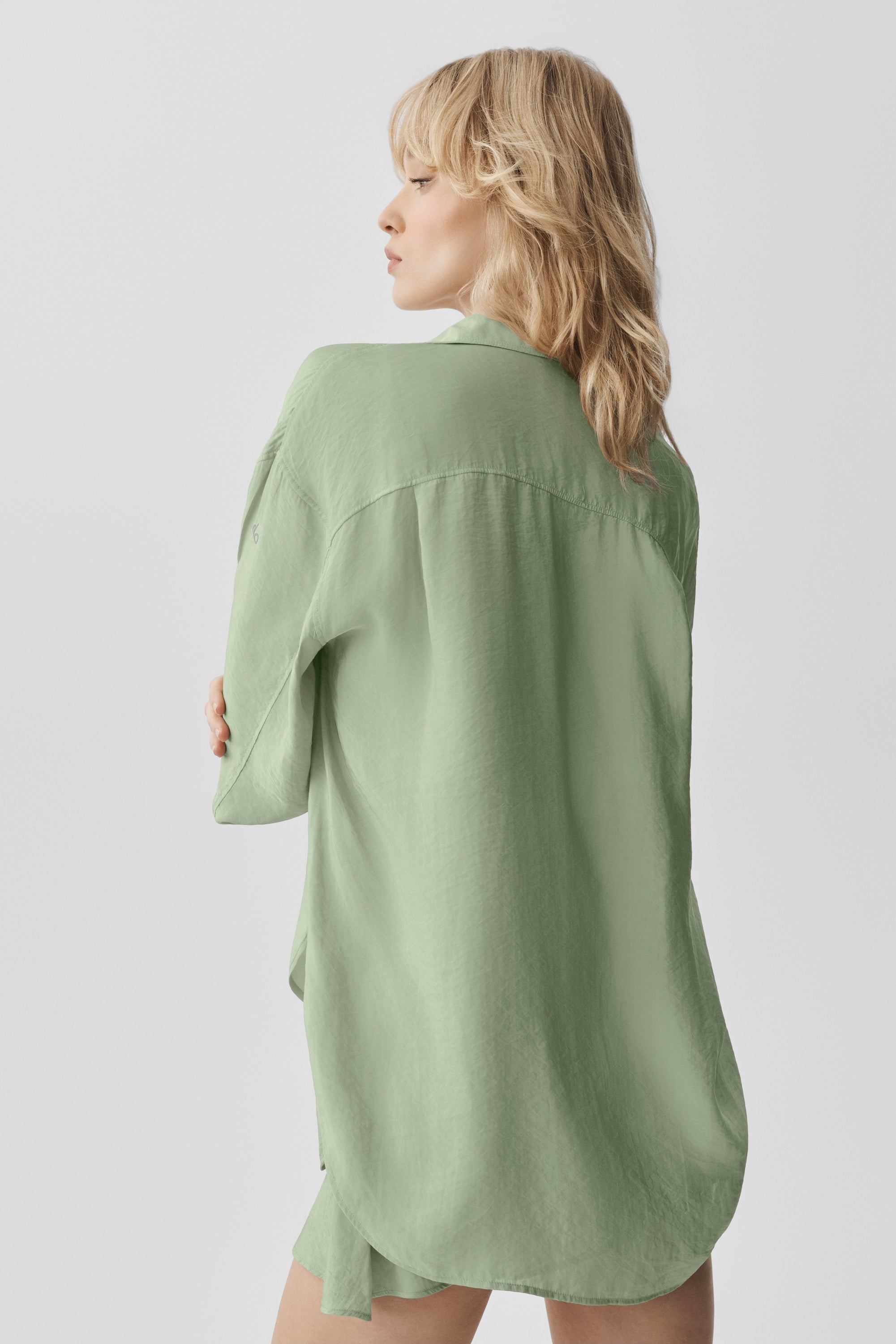 Alo Yoga Semi-Sheer Golden Hour Button Down Long Sleeve - Dune Grass