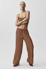 Alo Yoga Semi-Sheer Golden Hour High-Waist Straight Leg Pant - Sun Kissed Brown