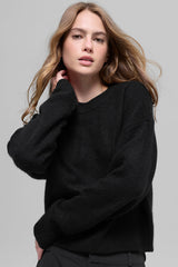 Alo Yoga Wool Cashmere Cropped New Class Crewneck Sweater - Black