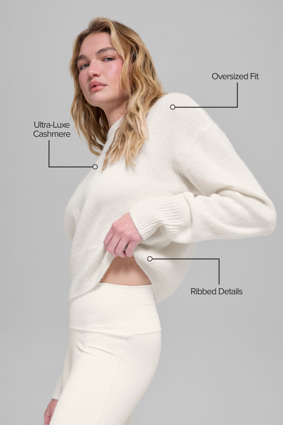 Alo Yoga Wool Cashmere Cropped New Class Crewneck Sweater - Ivory