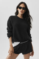 Alo Yoga Wool Cashmere Ribbed Noble Crewneck Sweater - Black