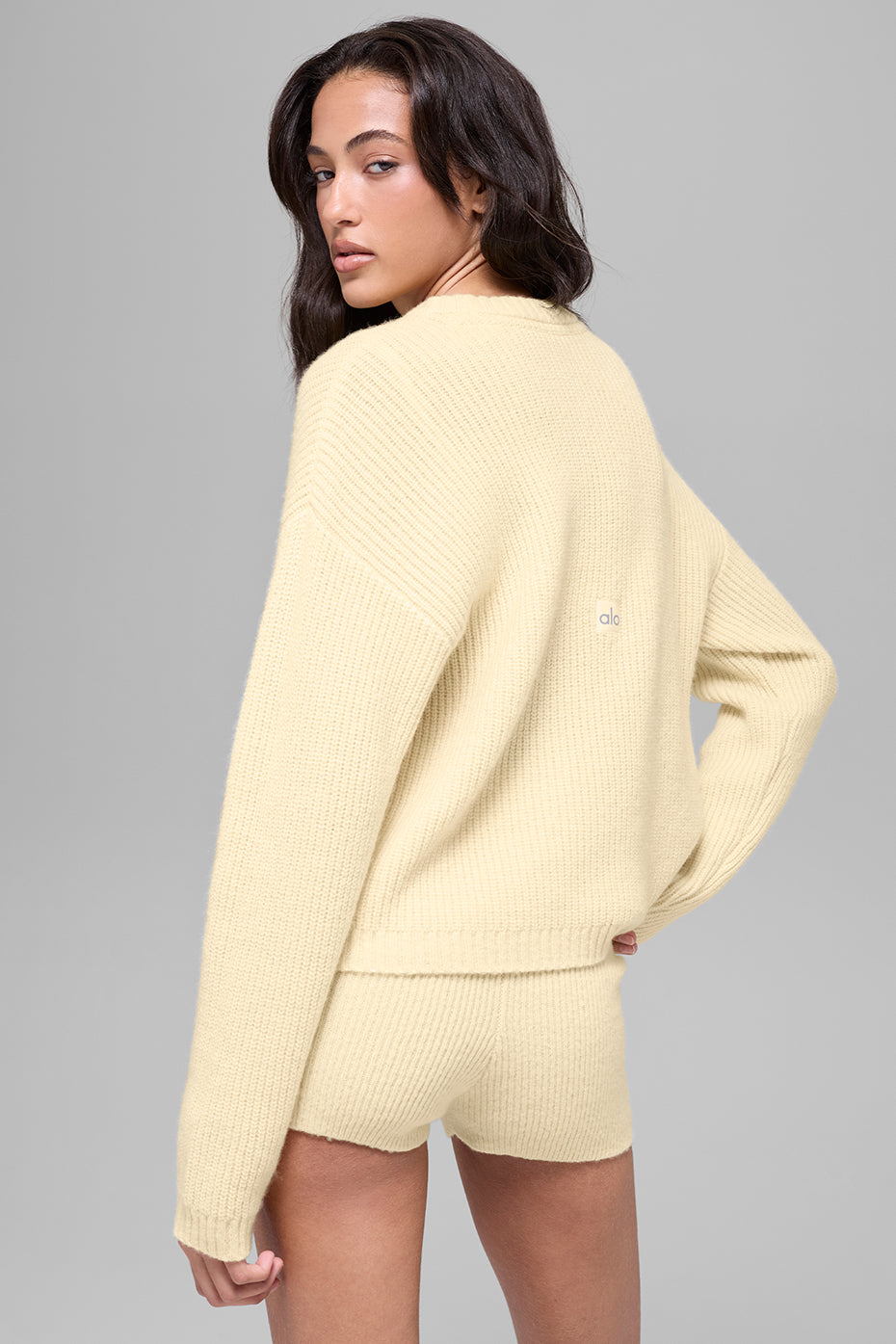 Alo Yoga Wool Cashmere Ribbed Noble Crewneck Sweater - Candlelight Yellow