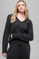 Alo Yoga Wool Cashmere New Class Oversized V-Neck Sweater - Black