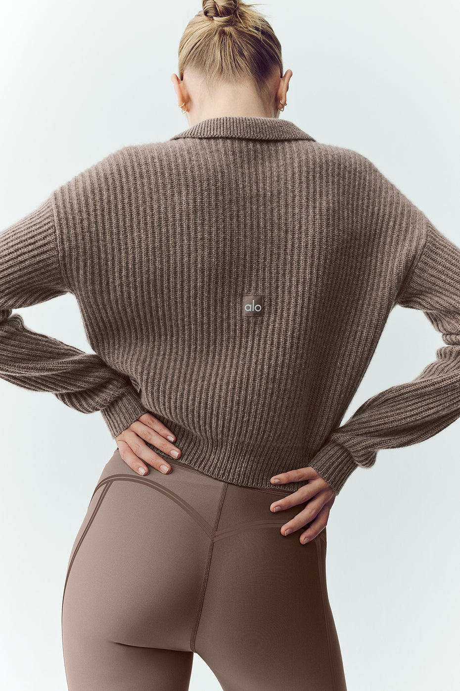 Alo Yoga Cashmere Northstar Polo - Alpine Cocoa Heather