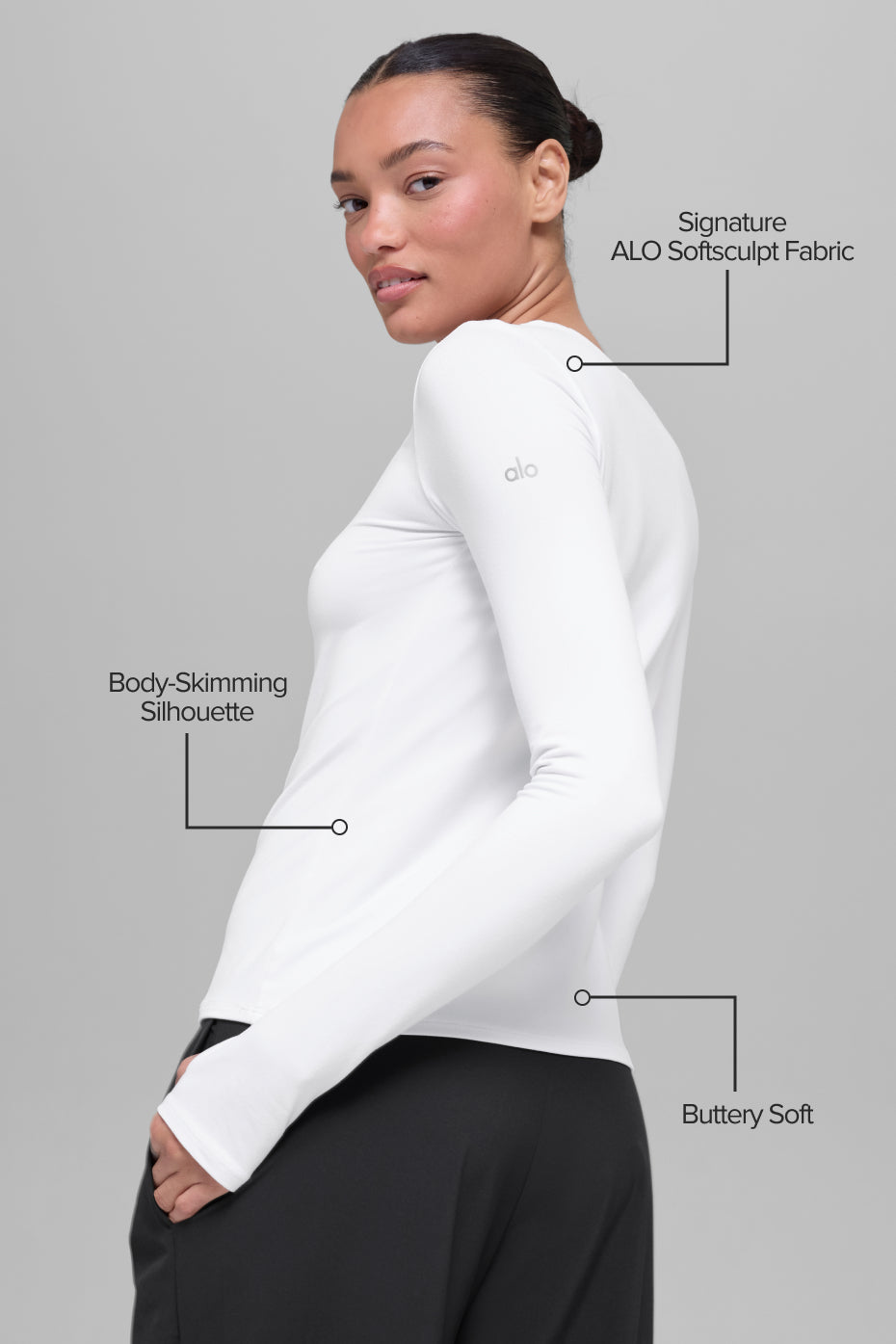 Alo Yoga Alosoft Finesse Long Sleeve - White