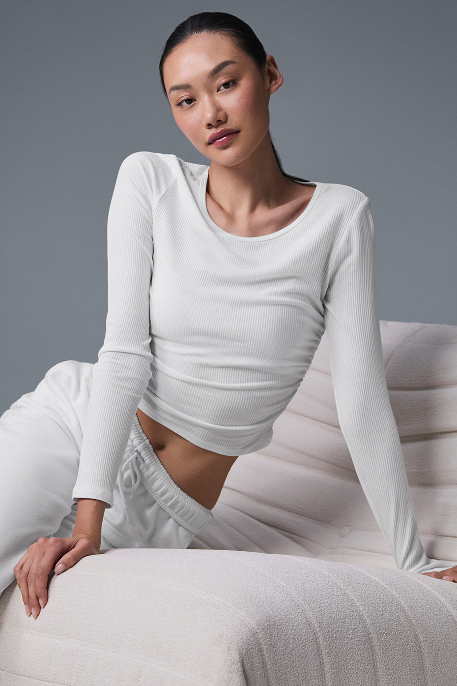 Alo Yoga Gather Long Sleeve - White