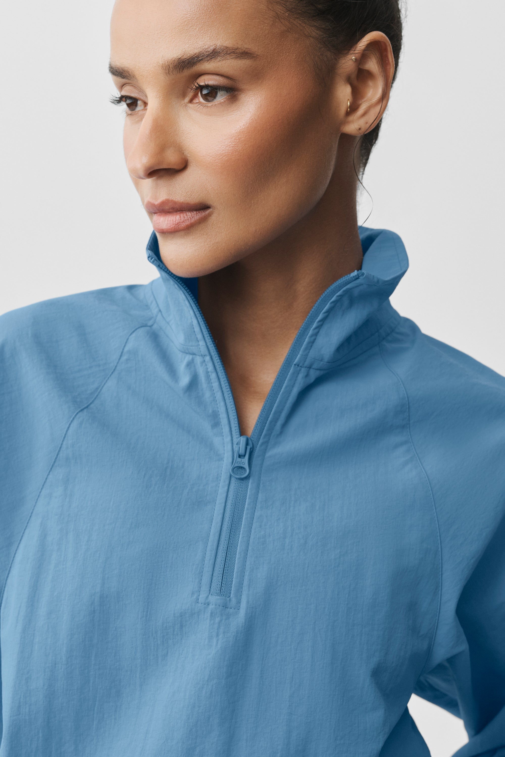 Alo Yoga Cropped 1/4 Zip Alumni Pullover - California Blue