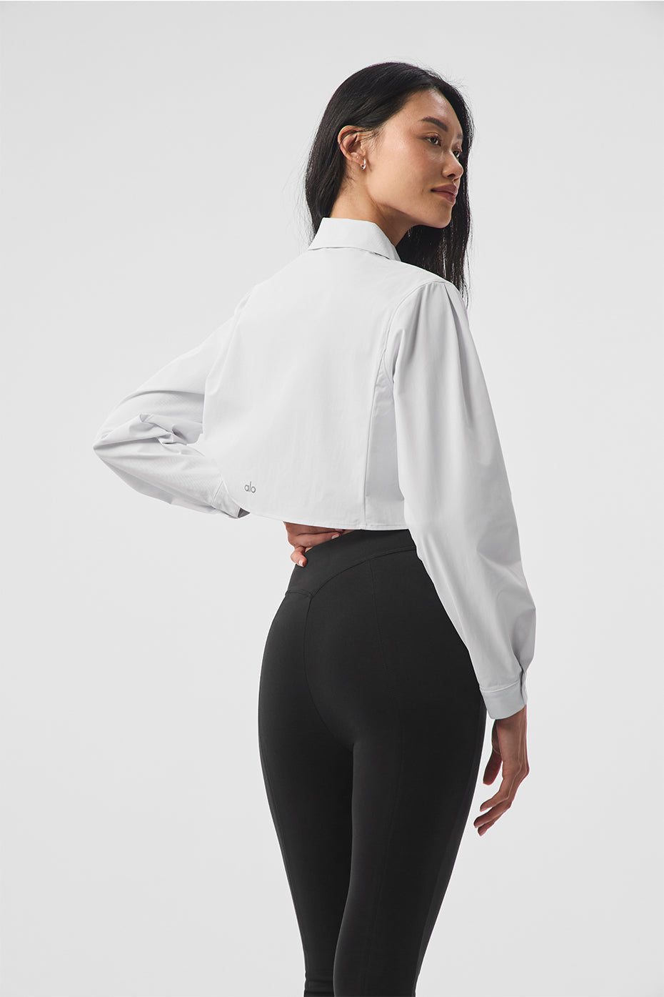 Alo Yoga Cropped Take Me Out Button Up - White