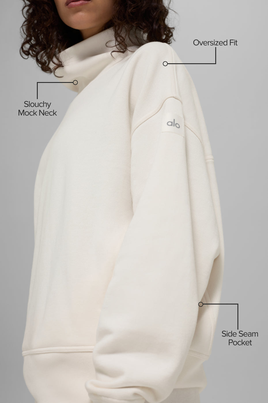 Alo Yoga Hazy Mock Neck Pullover - Ivory
