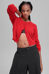 Alo Yoga Snuggle Up Sweater Cropped Cardigan - Bright Red