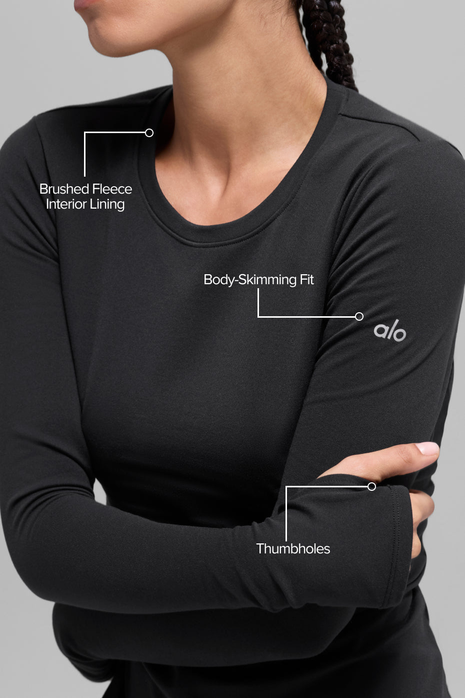 Alo Yoga Airbrush Winter Warm Nocturne Long Sleeve - Black