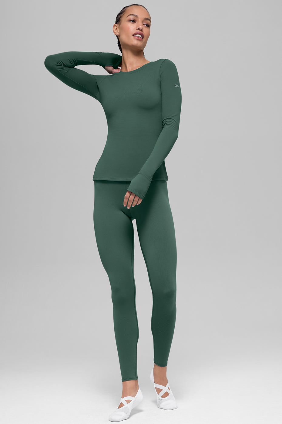 Alo Yoga Airbrush Winter Warm Nocturne Long Sleeve - Clover Green