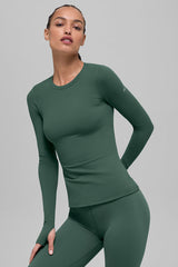 Alo Yoga Airbrush Winter Warm Nocturne Long Sleeve - Clover Green