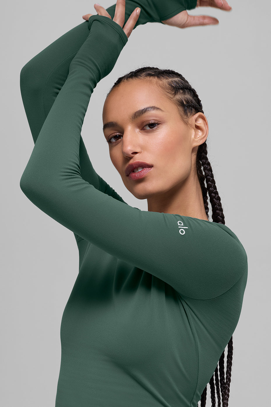 Alo Yoga Airbrush Winter Warm Nocturne Long Sleeve - Clover Green