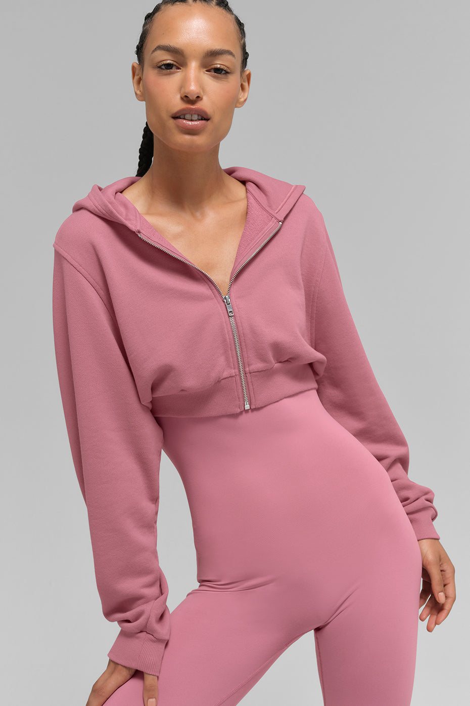 Alo Yoga Sweet Escape Zip Up Hoodie - Pink Wild Rose