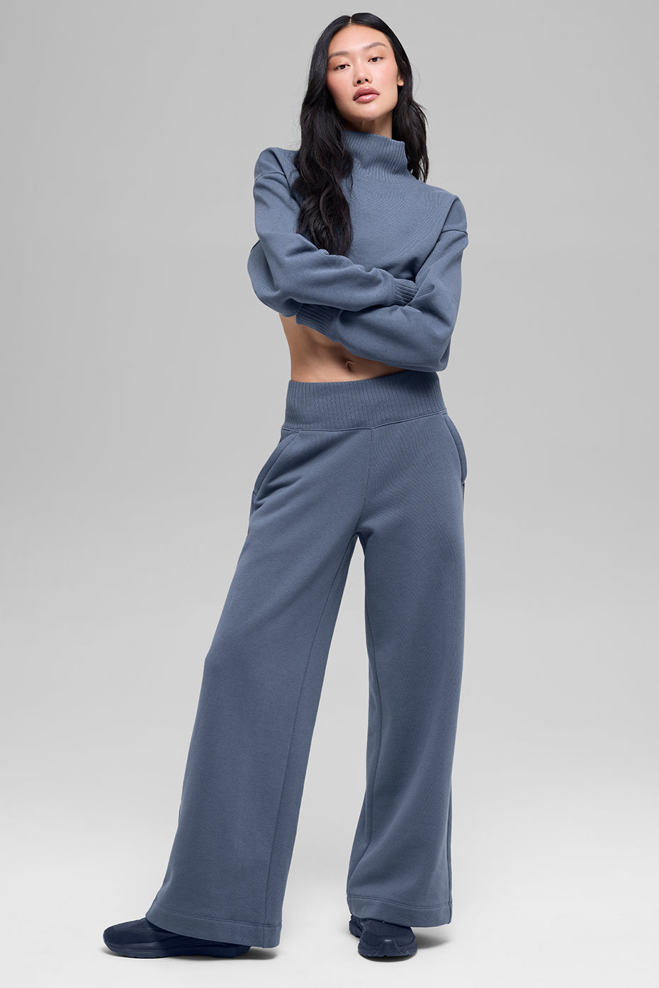 Alo Yoga Cropped Serenity Coverup - Bluestone